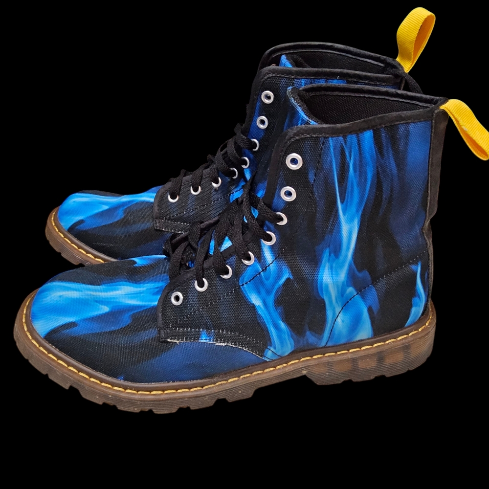 Blue Flame Combat Boots